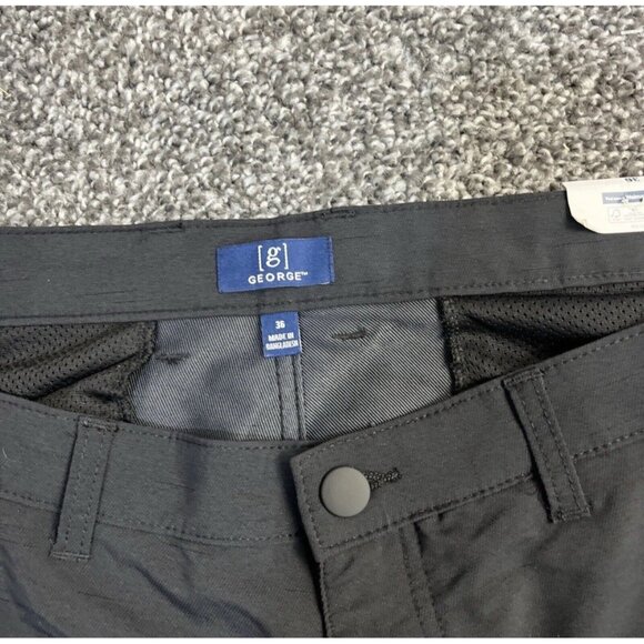 NWT Mens George Solid‎ Black Flat Front Stretch Utility Shorts Size 36 - Picture 5 of 6